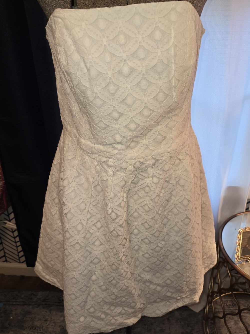 Lilly Pulitzer Strapless Cream Lace Asymmetrical Dress
